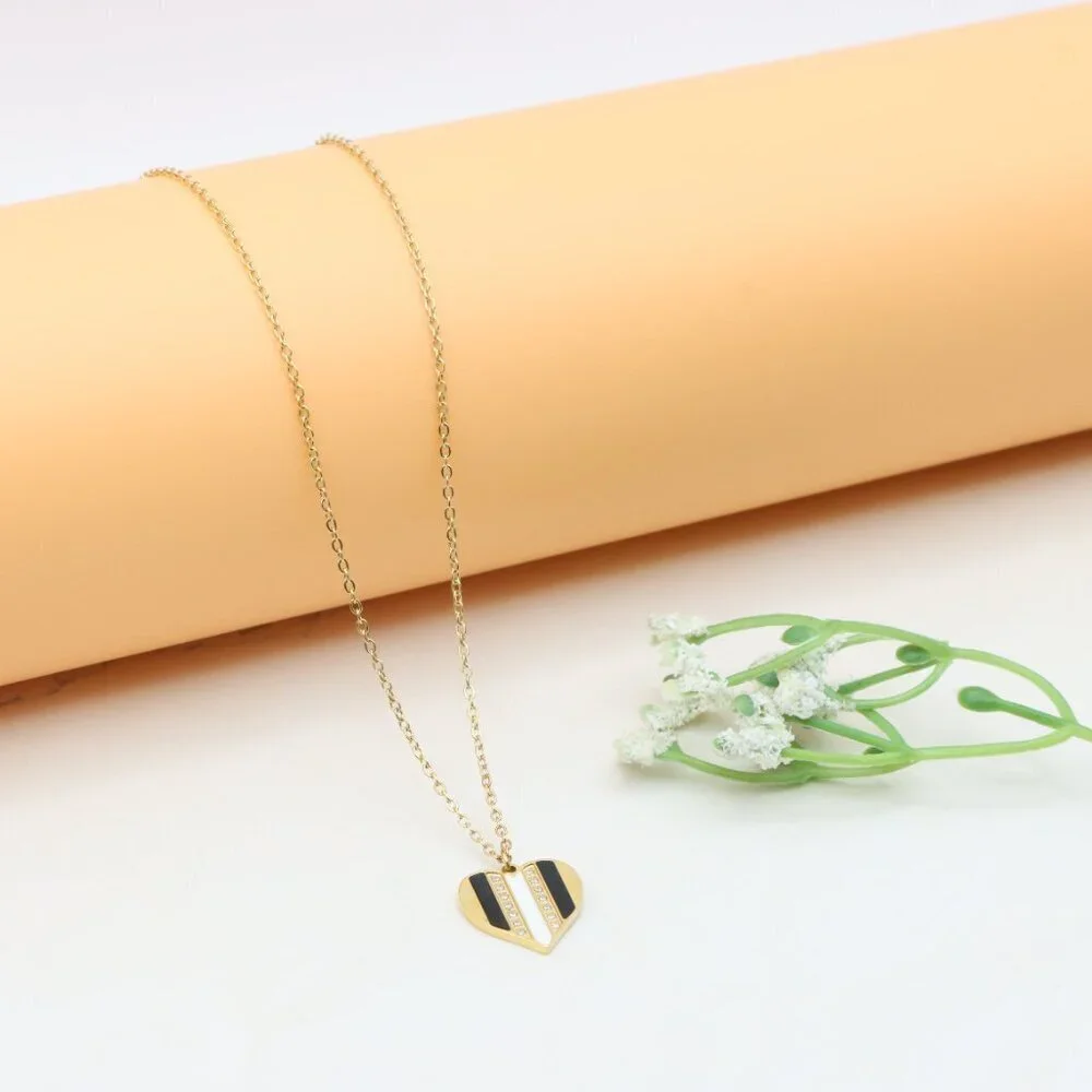 Gold Heart Pendant Yellow Necklace with Crystal Accent, XPNL0362